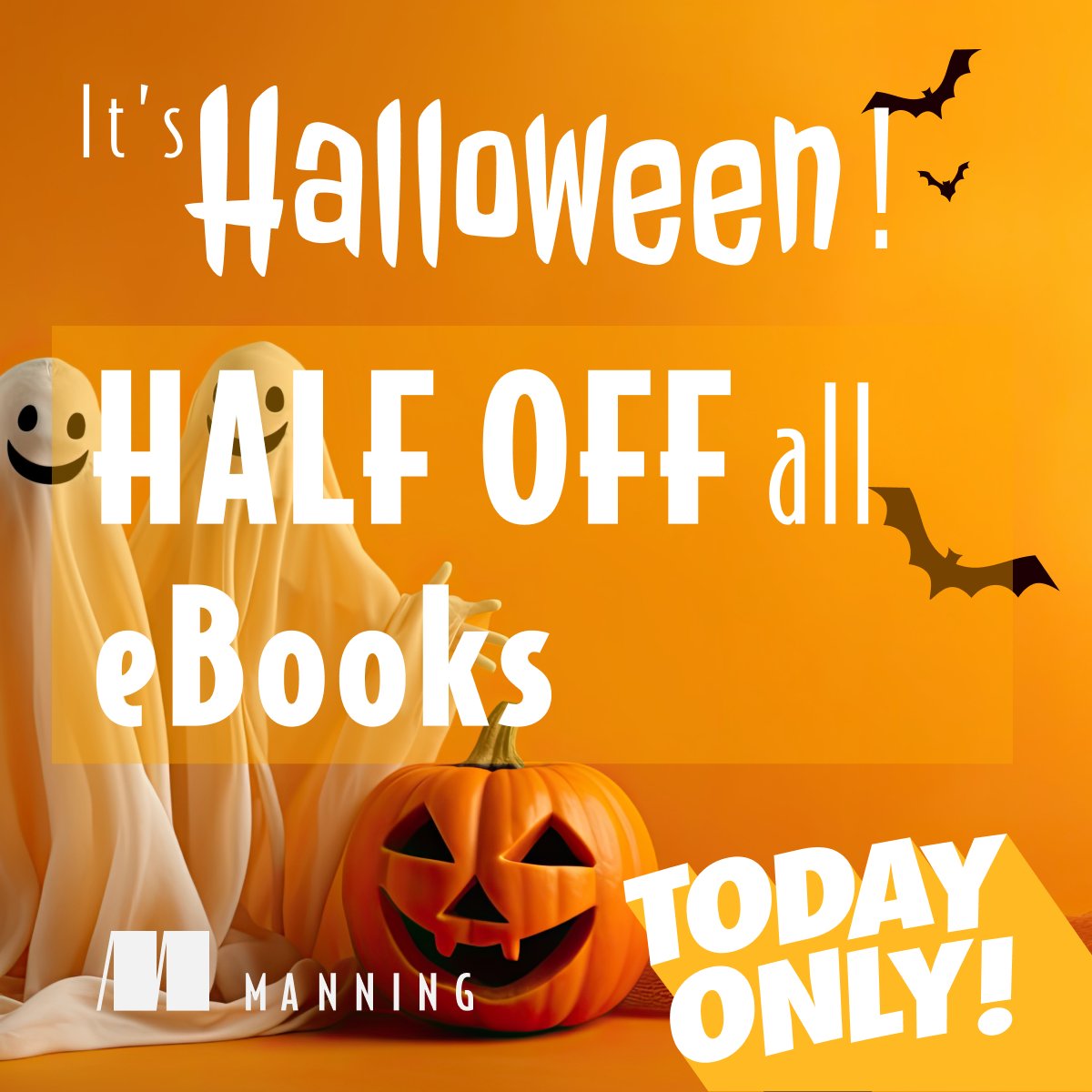 ManningBooks's tweet photo. 🌟 Scary good savings! Save 50% today! 🌟

TODAY ONLY - Save 50% on all eBooks, including all MEAPs. 
https://t.co/QWBazhJKep

#ManningBooks #LearnwithManning https://t.co/Qb70rrkKnd