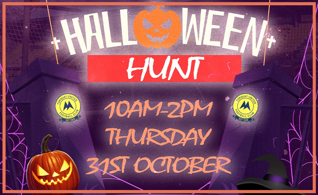 🎃 Halloween Hunt At Plainmoor!

Join us for our spooky spectacular!

👉 torquayunited.com/halloween-hunt…

#tufc