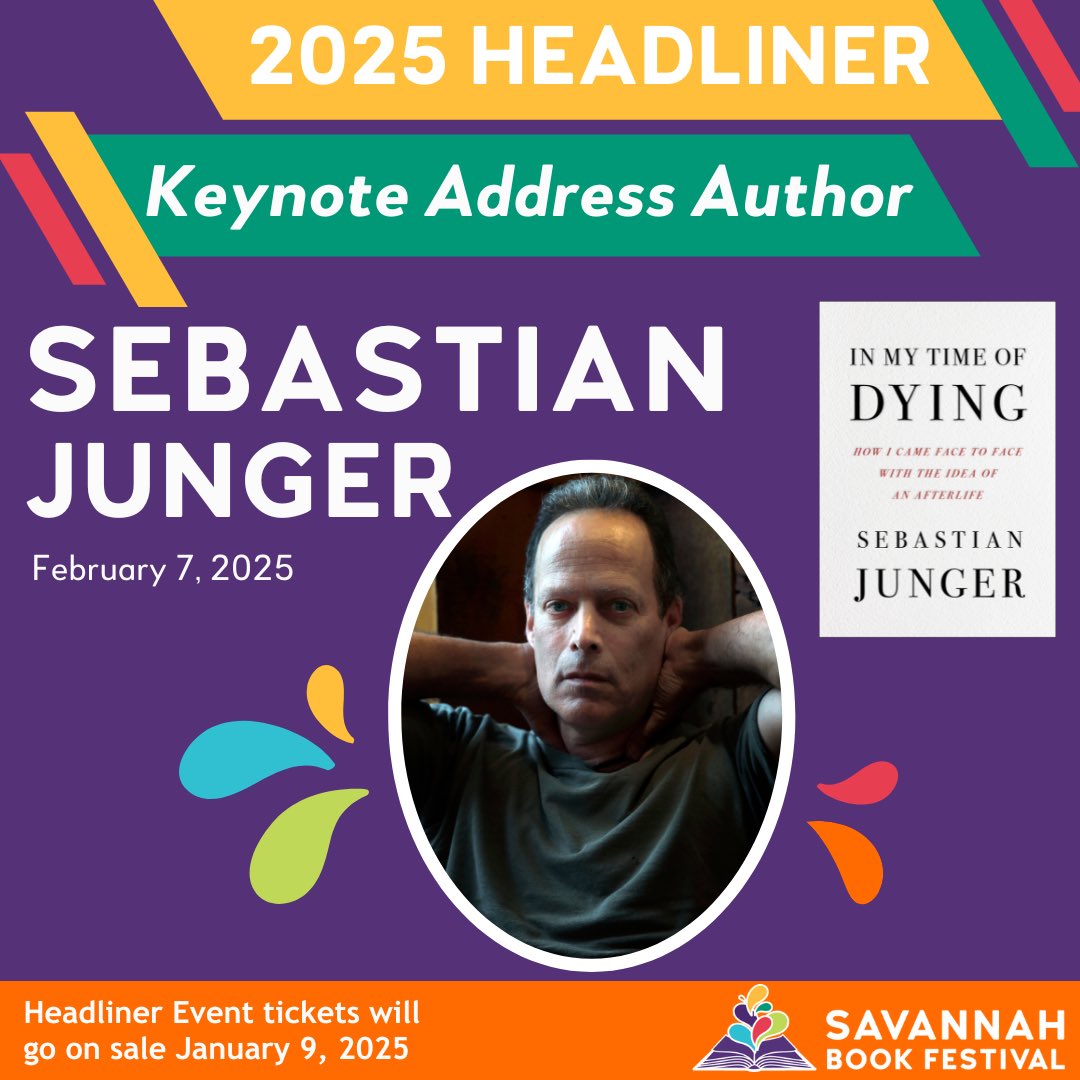 We are excited to announce Sebastian Junger as the Keynote Headliner!

Sebastian Junger is the New York Times bestselling author of Tribe, War, Freedom, A Death in Belmont, Fire, and The Perfect Storm. You can read more about him on our Meet the Author page. #SBF #savannah