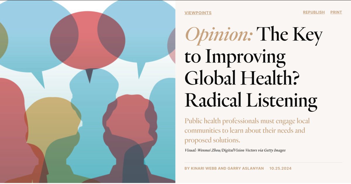 "To truly improve global health, we need radical listening."

Kinari Webb and <a href="/GarryAslanyan/">Dr Garry Aslanyan</a>'s recent piece highlights the importance of local voices and knowledge through a real-world example. 

Learn more: undark.org/2024/10/25/opi…
