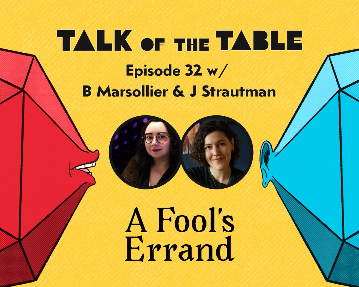 NEW EPISODE!

<a href="/strautmask/">j. ⚔ A Fool's Errand is funding now!! 🃏</a> and <a href="/marsollier_b/">b. mars</a> discuss their new science-fantasy TTRPG A Fool’s Errand and the journey from actual play to actual game.

They break down the tarot-powered mechanics and themes and why you should get excited about making your own "Big Oops".