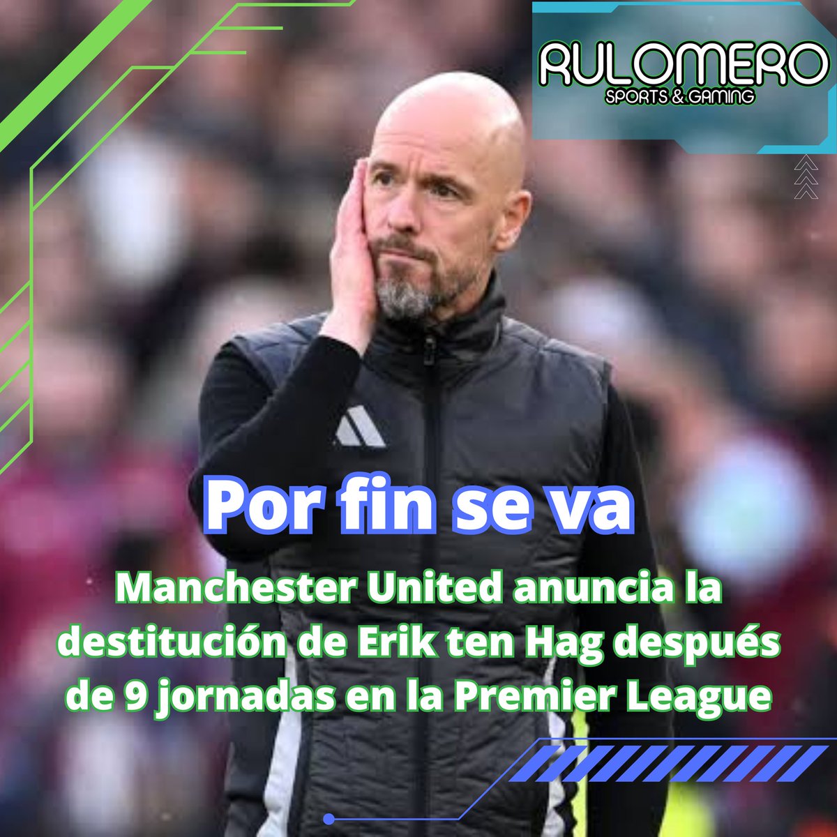 Rulomero's tweet photo. 🙌POR FIN SE VA🙌

👹 #ManchesterUnited anuncia la destitución de 🇳🇱 #ErikTenHag tras 9 jornadas en la 🦁 #PremierLeague.

📊 Deja a los #RedDevils en lugar 14 en la liga y en el lugar 21 en la 🏆 #UEFAEuropaLeague. 

❌FRACASO❌ https://t.co/26DPJwWLm2