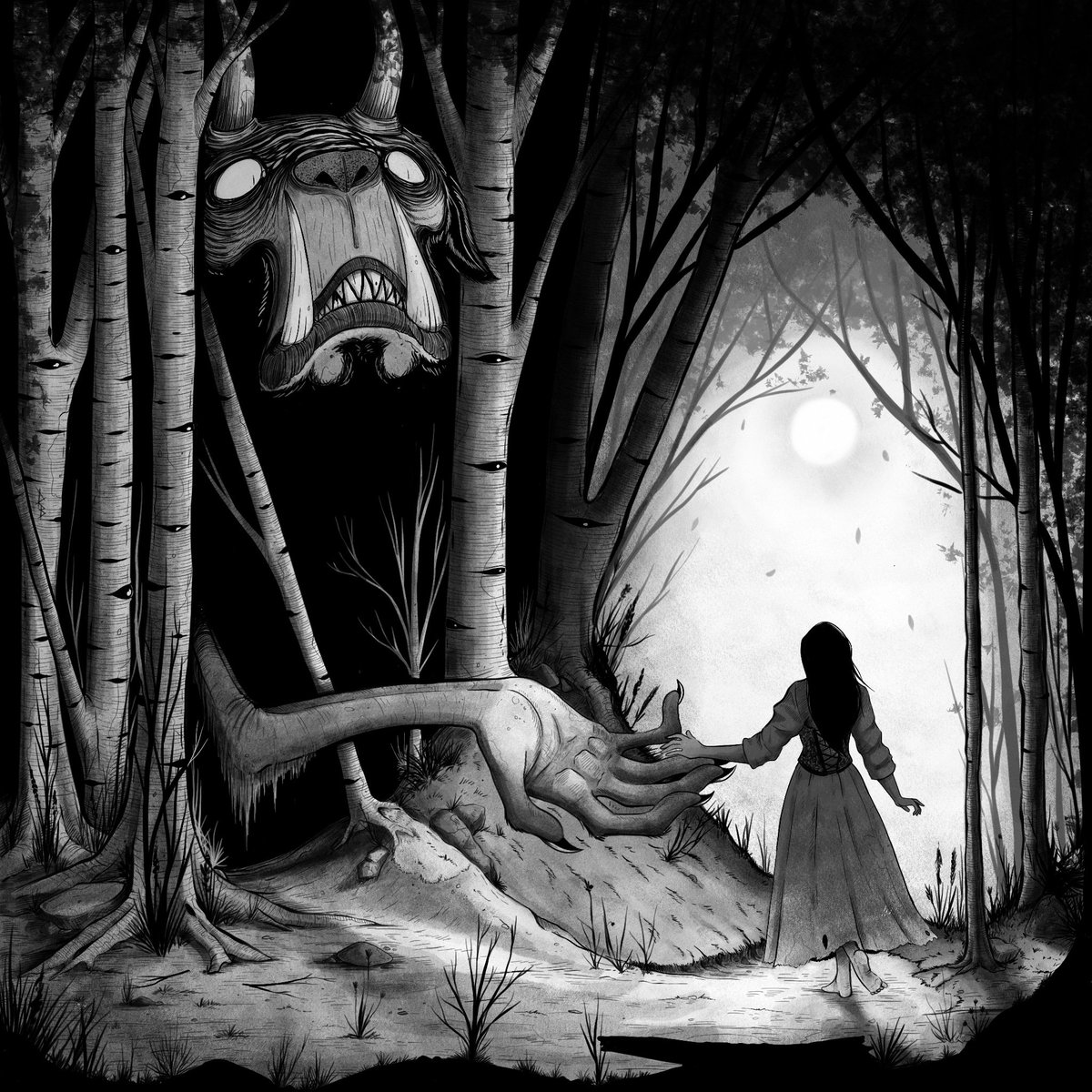 _diviir_'s tweet photo. "Into the forest I go, to lose my mind and find my soul."
.
Week III/IV +MHB
It's been getting really busy so unfortunately this will have to be my last October prompt but I love it 🖤 better luck next year 
.
.
#monstersholdingbitches #mhbdrawclub #mabsdrawlloweenclub2024 https://t.co/RmDkG8uGTZ