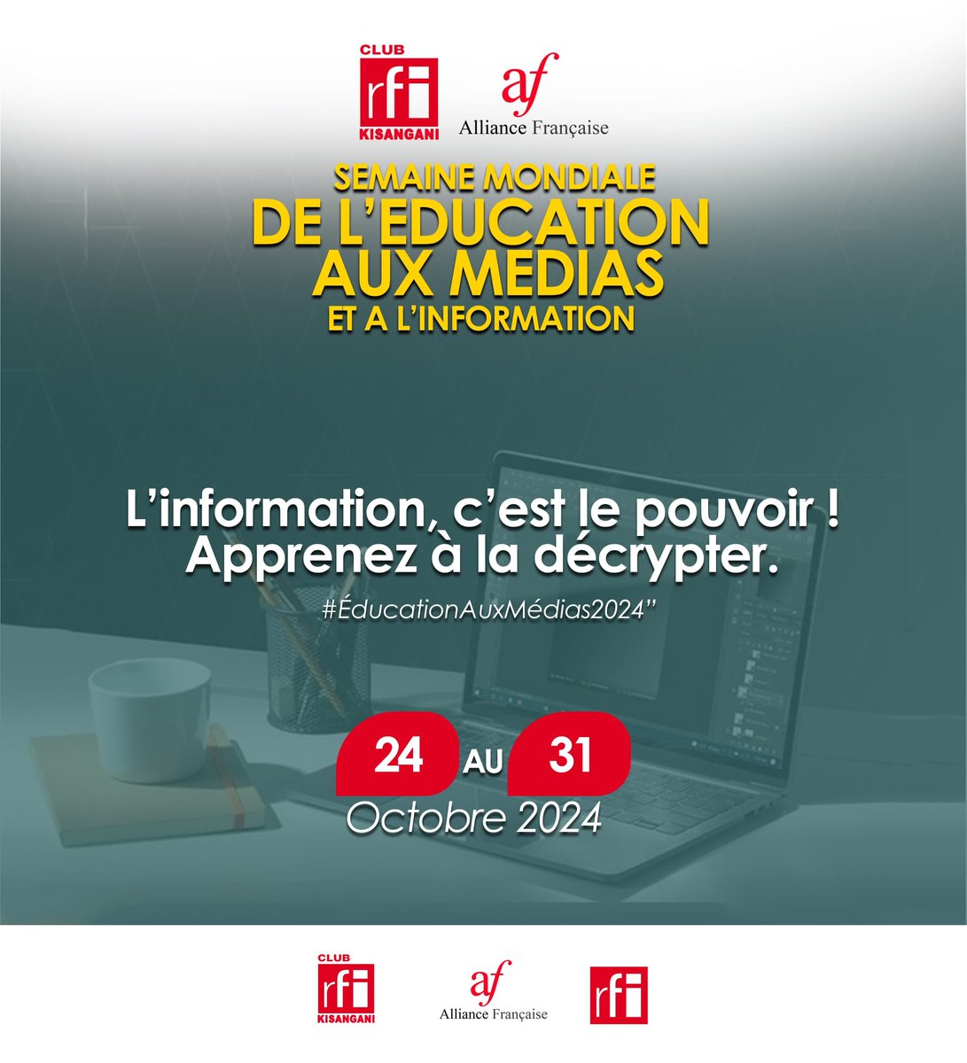 #SEMAINE #EMI
Chaque jour ns sommes obligés d'être informés de ce qui se passe dans le monde. Ayons l'habitude de décrypter l'info avant de la consommer.
Tel est le combat quotidien du <a href="/CRFIKIS/">Club RFI Kisangani</a>
 "Qui a l'info a le pouvoir "
<a href="/CanadaRDC/">Canada en RDC</a> ,<a href="/OIFrancophonie/">La Francophonie</a> <a href="/CFImedias/">CFImedias</a> <a href="/ojim_france/">Observatoire du journalisme (Ojim)</a>