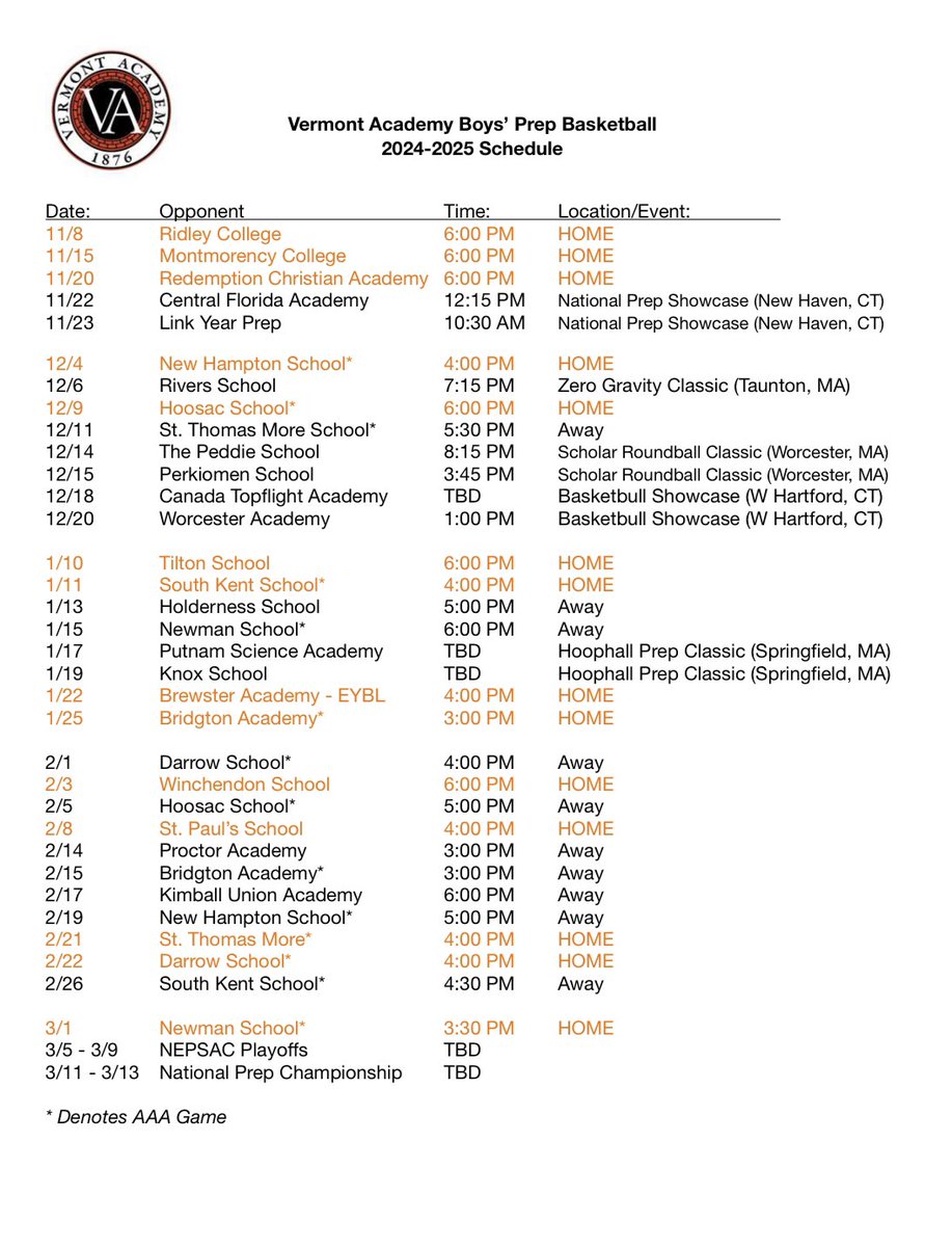 Final 2024-25 Schedule