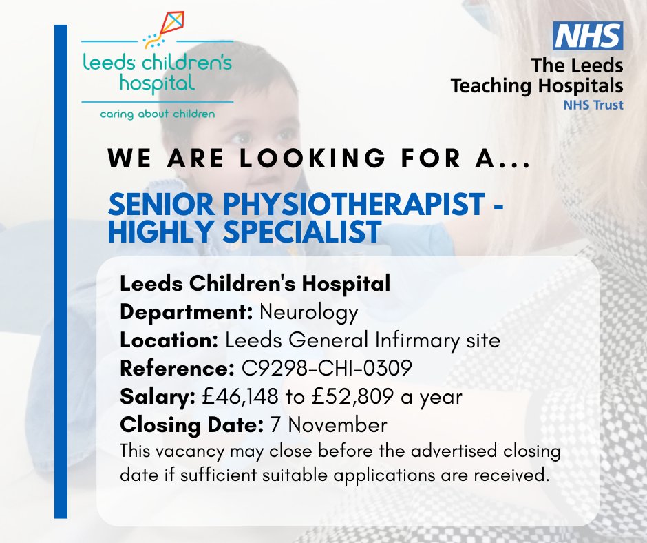 We have an exciting opportunity for a Senior Physiotherapist to join our team working with patients in our Neurology Service. 

Find out more here:
jobs.nhs.uk/candidate/joba…