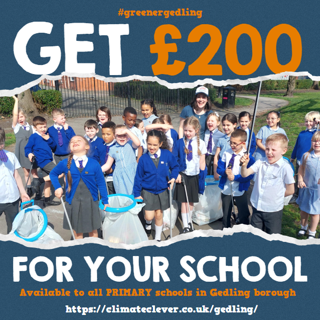 📢Primary schools in Gedling
We're offering £200 to each primary school in Gedling Borough to help them develop the biodiversity of their school grounds.
For more information:
🌐climateclever.co.uk/gedling/
Pls help spread the word
<a href="/GedlingBC/">Gedling Borough Council</a> <a href="/GedlingEye/">Gedling Eye</a> <a href="/MichaelPayneUK/">Michael Payne MP</a>
<a href="/KidsVplastic/">Kids Against Plastic</a>