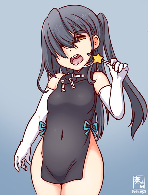 「ん?どうした、Admiral?
 あ、そうだ、キャンディー要る? …ん、ほらよ」

#艦これ版真剣お絵描き60分一本勝負_20241028
#スキャンプ 