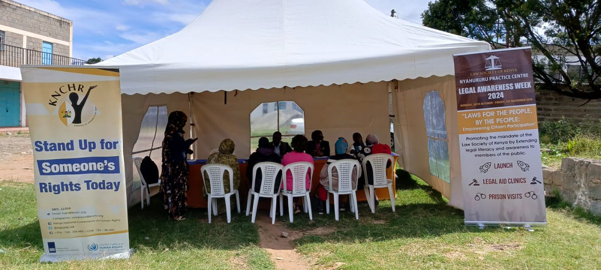 KNCHR joined LSK Nyahururu Chapter outside Nyahururu Court for Legal Awareness Week! Under the theme, “Laws for the people, by the people: Empowering citizen participation,” we engaged with the public to promote awareness &amp; understanding of their legal rights.#EmpoweringCitizens