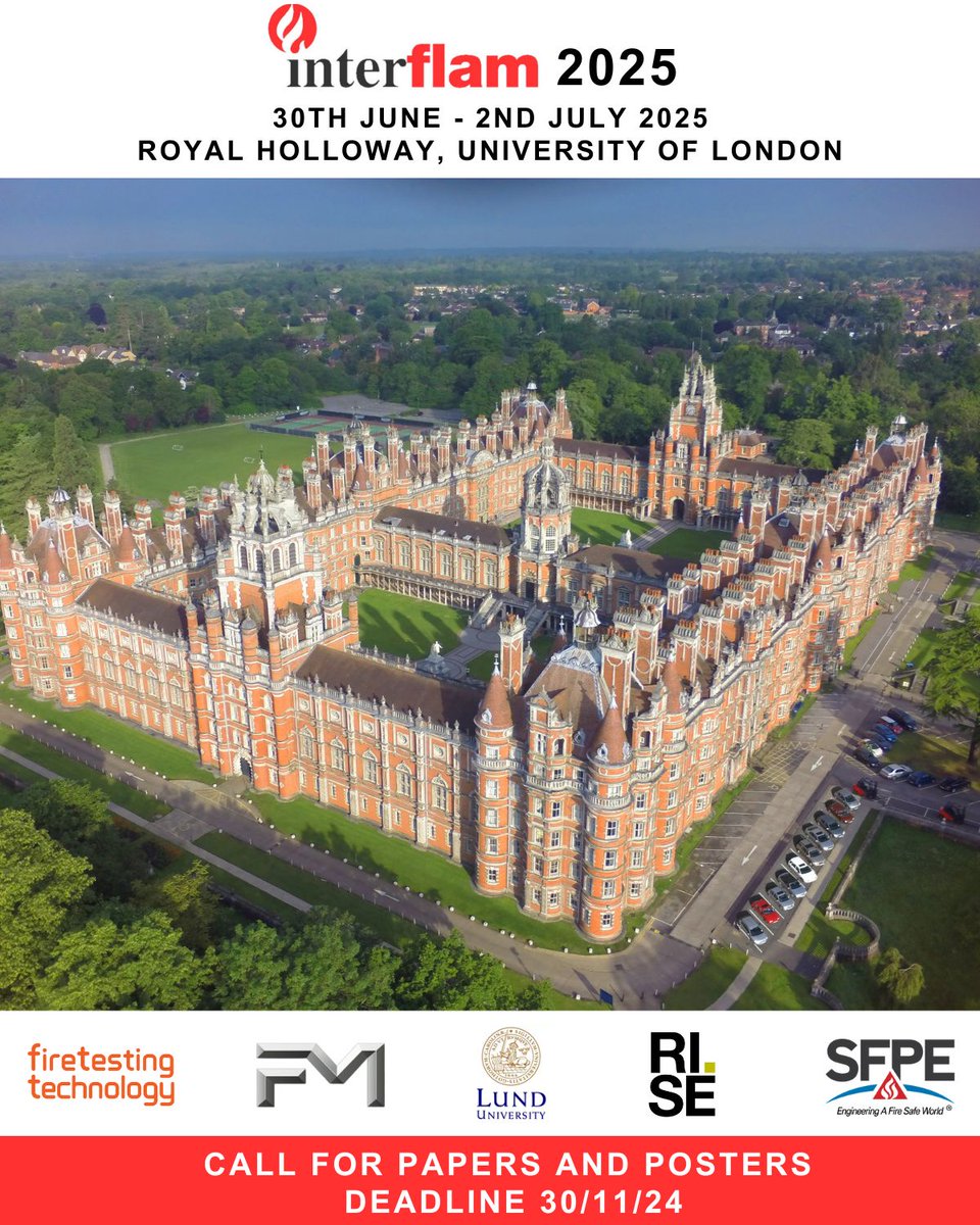 INTERFLAM 2025 : Reminder don’t miss Interflam 2025 abstract submission deadline – It’s the 30th November 2024 

Submissions Email: submissions@interflam.co.uk
Enquiries Email: enquiries@interflam.co.uk
Website: interflam.co.uk 

#firesaftey #interflam2025