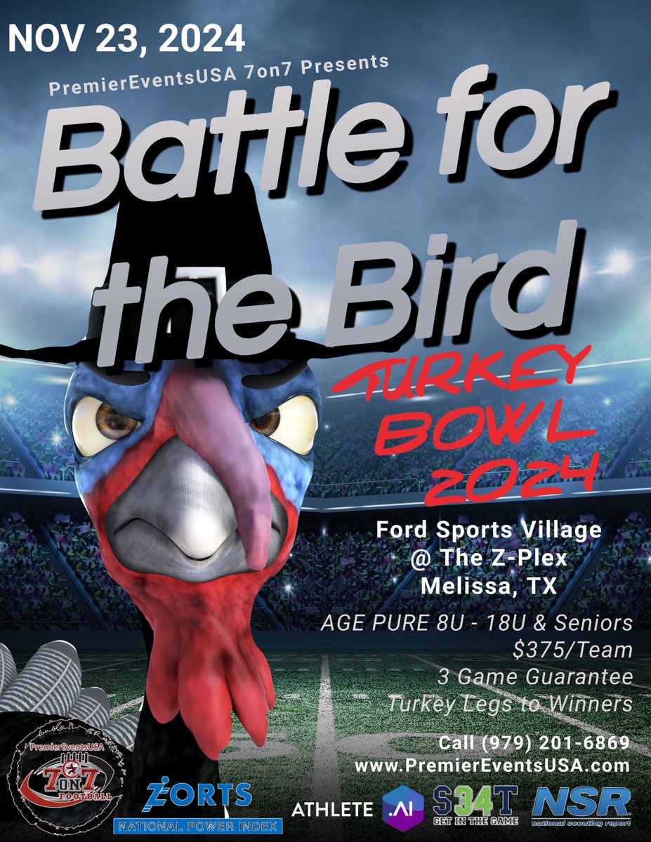 YOU ASKED FOR IT AND WE LISTENED TURKEY BOWL 2024 &amp; NTX 7on7 WINTER LEAGUE
CLICK ON A FLYER BELOW TO REGISTER NOW!