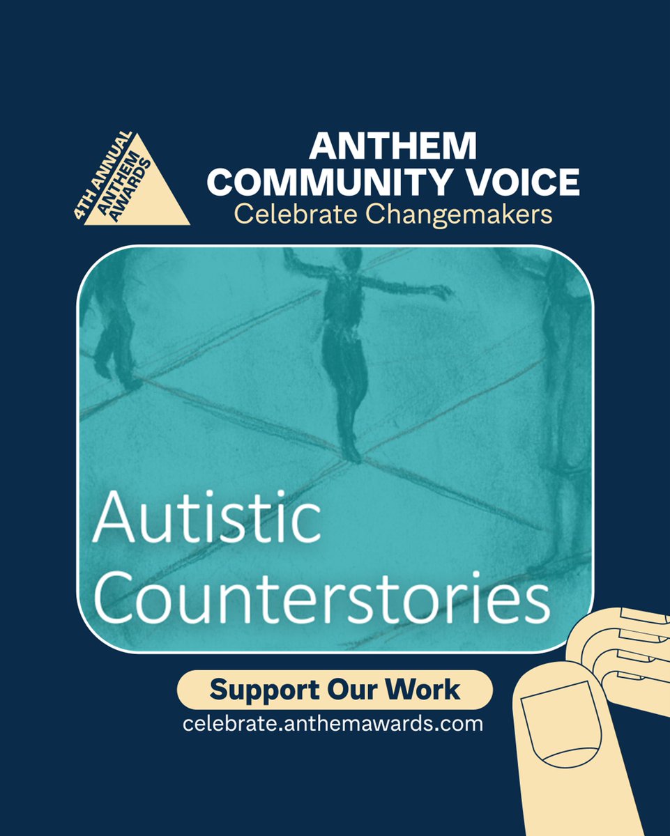 Autistic Counterstories (@autistic_pod) on Twitter photo There's still time to register your vote for the <a href="/anthemawards/">anthemawards</a> ! Please do lend your support to our podcast before Thursday 31 October: celebrate.anthemawards.com/PublicVoting#/…
#AnthemAwards #ActuallyAutistic #Podcast There's still time to register your vote for the <a href="/anthemawards/">anthemawards</a> ! Please do lend your support to our podcast before Thursday 31 October: celebrate.anthemawards.com/PublicVoting#/…
#AnthemAwards #ActuallyAutistic #Podcast