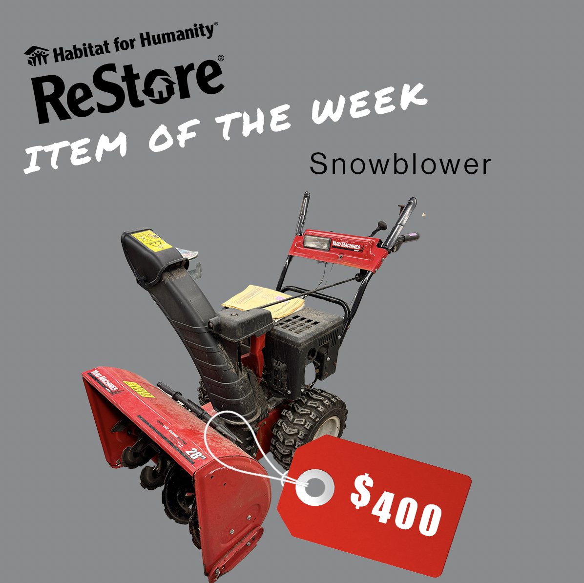 Get ready for the upcoming season with this snowblower!

#ItemofTheWeek