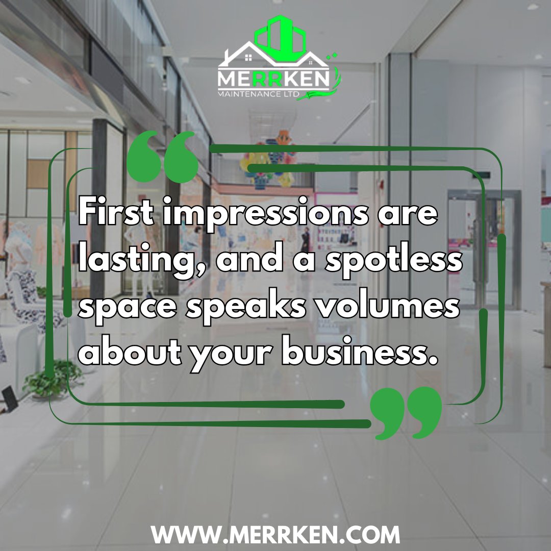 First impressions count! A clean and spotless space not only speaks for your business but also shows clients and employees that you care. Let Merrken Maintenance help you shine. 

Contact us today for commercial cleaning services:
📞 +1 (866) 837-1222
🌐 merrken.com