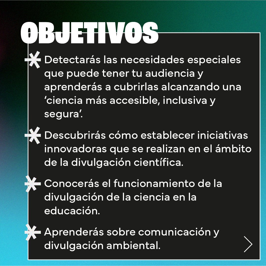 LaniakeaCom's tweet photo. 🌍 ¿Te gustaría que tu comunicación científica sea accesible para todos? 💡

Aprende a divulgar ciencia de manera inclusiva y efectiva, adaptando tu mensaje a diferentes audiencias. 🙌

👉  https://t.co/DWPKER3rLB

#CienciaParaTodos #DivulgacionCientifica #ComunicacionCientifica https://t.co/lr8VExnnFh