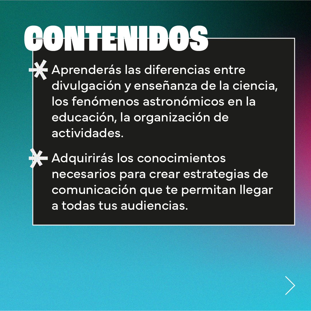 LaniakeaCom's tweet photo. 🌍 ¿Te gustaría que tu comunicación científica sea accesible para todos? 💡

Aprende a divulgar ciencia de manera inclusiva y efectiva, adaptando tu mensaje a diferentes audiencias. 🙌

👉  https://t.co/DWPKER3rLB

#CienciaParaTodos #DivulgacionCientifica #ComunicacionCientifica https://t.co/lr8VExnnFh