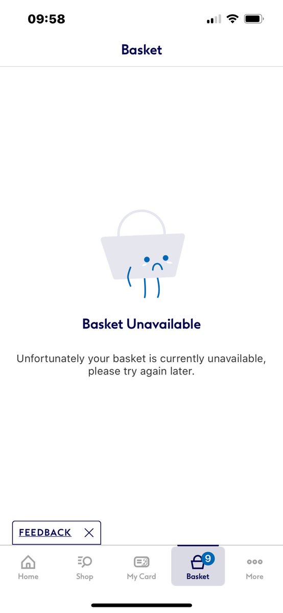 gericakes's tweet photo. @BootsUK ay anything happening with the App , won’t let me in my basket :-) https://t.co/uRUvErz3nS