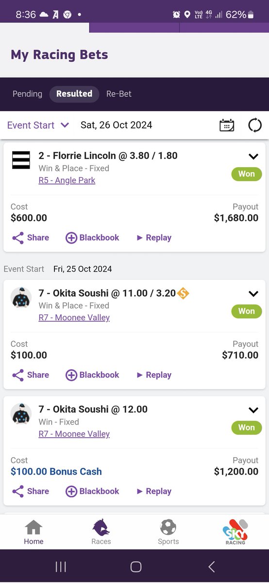 garrybeynon1's tweet photo. @BennyScarf TAB gave me $100 deposit bonus cash.
Put it on Okita Sushi in the Moonee Valley Cup 18-1 into 11-1 .
#oneforthegoodguys https://t.co/dHVVyiePJd