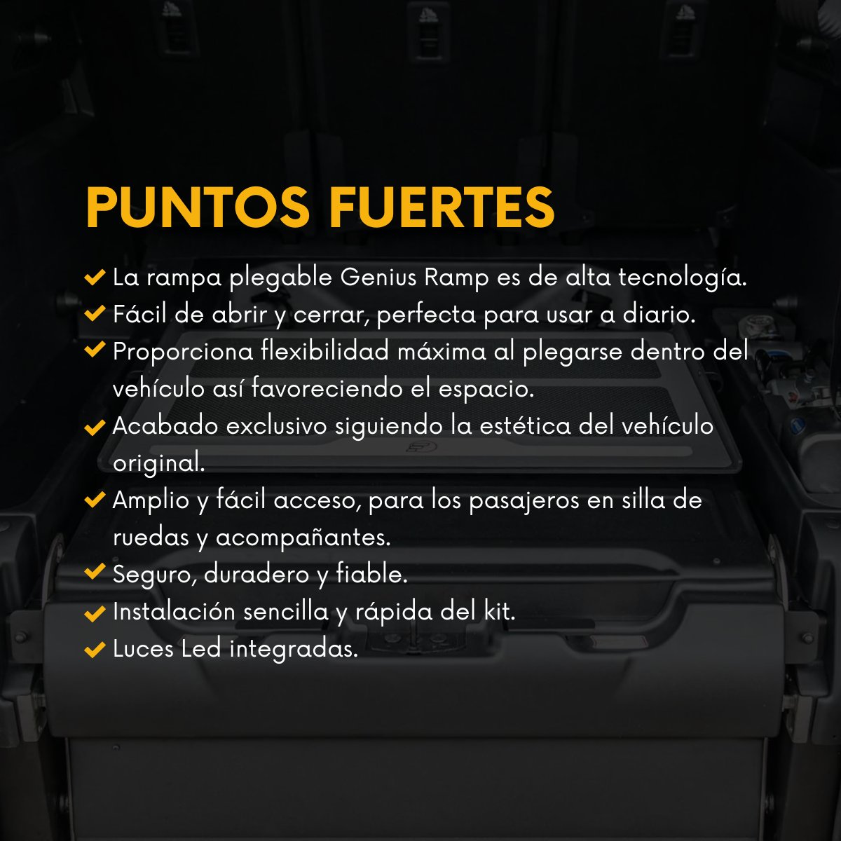 ARCadaptaciones's tweet photo. Transforma tu experiencia de viaje con nuestro innovador rebaje de suelo que incorpora el exclusivo sistema Genius Ramp. 🚗 Este diseño revolucionario se pliega completamente, dejando el suelo plano y conservando un amplio espacio interior.

¿Quieres saber más? https://t.co/V1qlAkYi3I