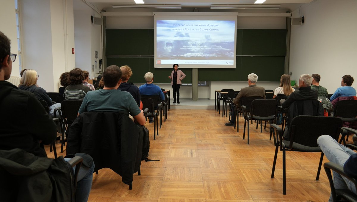 Erwin Schrödinger Institute (@esivienna) on Twitter photo What an honour it was to welcome Prof. Martina Krämer to the <a href="/ESIVienna/">Erwin Schrödinger Institute</a> for her lecture on Ice Clouds over the Asian Monsoon and Their Role in the Global Climate. Understanding the overall effect of ice clouds in this complex chain of processes is a key focus of recent research. What an honour it was to welcome Prof. Martina Krämer to the <a href="/ESIVienna/">Erwin Schrödinger Institute</a> for her lecture on Ice Clouds over the Asian Monsoon and Their Role in the Global Climate. Understanding the overall effect of ice clouds in this complex chain of processes is a key focus of recent research.