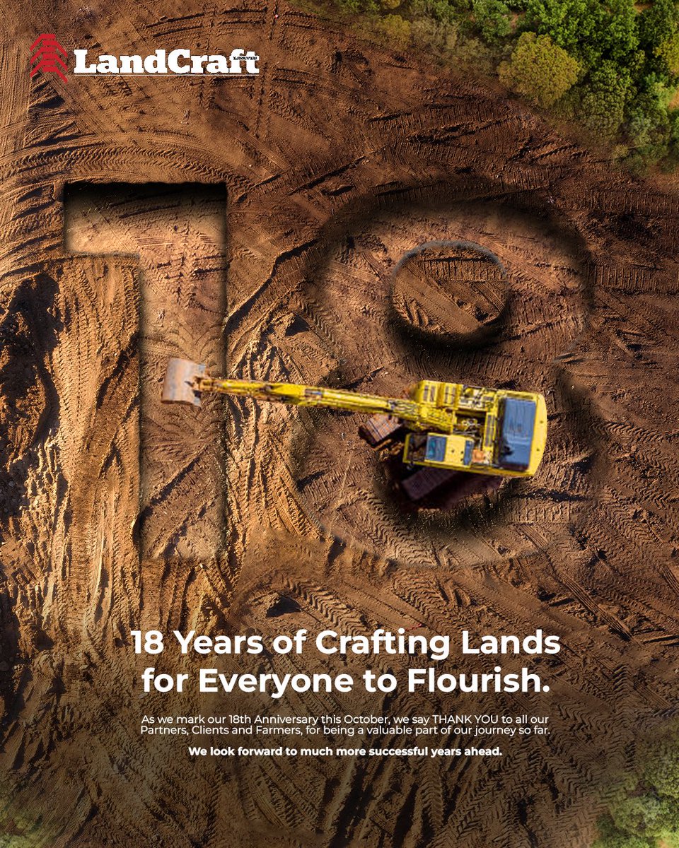 landcraftng's tweet photo. 18 years of transforming lands and helping communities thrive!
We’re grateful to all our partners, clients, and farmers who’ve been part of our journey. Here’s to many more years of growth together!
#LandCraftAnniversary #LandCraft18 #LandCraft https://t.co/6sYMBE4EDh