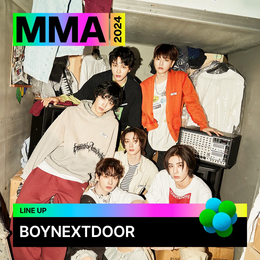 [𝗠𝗠𝗔𝟮𝟬𝟮𝟰] 𝟭𝘀𝘁 𝗟𝗜𝗡𝗘-𝗨𝗣
MMA에 또 왔도어🚪🩷

#BOYNEXTDOOR #보이넥스트도어

#BOYNEXTDOOR 가 #MMA2024 와 함께합니다!
앞으로 공개될 라인업도 기대해주세요✨
kko.kakao.com/zYxFL1pOJm

New Stream of K-POP, MMA2024🏆

📅 2024.11.30(토) 오후 5시
📍 인스파이어 아레나
