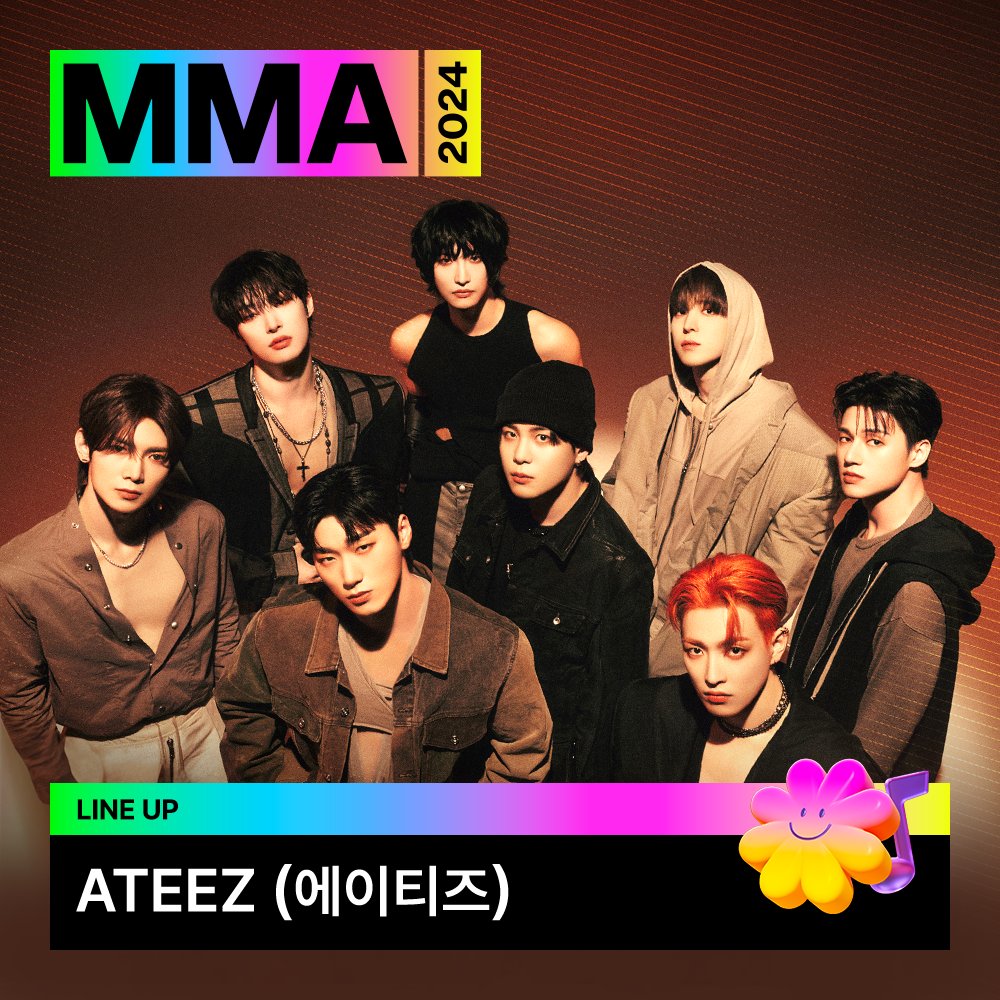 [𝗠𝗠𝗔𝟮𝟬𝟮𝟰] 𝟭𝘀𝘁 𝗟𝗜𝗡𝗘-𝗨𝗣
Gotta WORK at MMA🙌

#ATEEZ #에이티즈

#ATEEZ 가 #MMA2024 와 함께합니다!
앞으로 공개될 라인업도 기대해주세요✨
kko.kakao.com/zYxFL1pOJm

New Stream of K-POP, MMA2024🏆

📅 2024.11.30(토) 오후 5시
📍 인스파이어 아레나

<a href="/ATEEZofficial/">ATEEZ(에이티즈)</a>
#멜론