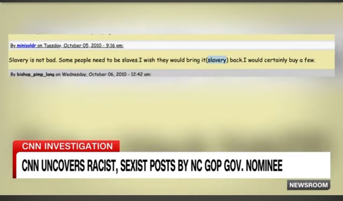 JustinParmenter's tweet photo. Note that both @NCHouseSpeaker and @SenatorBerger still support @markrobinsonNC to be NC’s next governor despite credible allegations that he supports slavery, Nazis, peeping on women and infidelity with sisters in law.  

Those aren’t North Carolina values. #ncpol https://t.co/GwdYUvYkXb