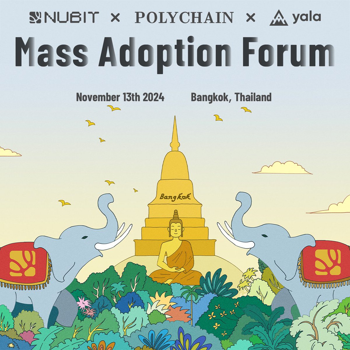 nubit_org's tweet image. The BIGGEST forum on 𝗠𝗮𝘀𝘀 𝗔𝗱𝗼𝗽𝘁𝗶𝗼𝗻 is coming to Bangkok🇹🇭
Hosted by @nubit_org, @polychain and @yalaorg on November 13th, the one-day forum will feature 30+ speakers, diving deep with:
▶︎ Bitcoin & BitVM
▶︎ Consumer Applications
▶︎ Infrastructure
▶︎ And more…