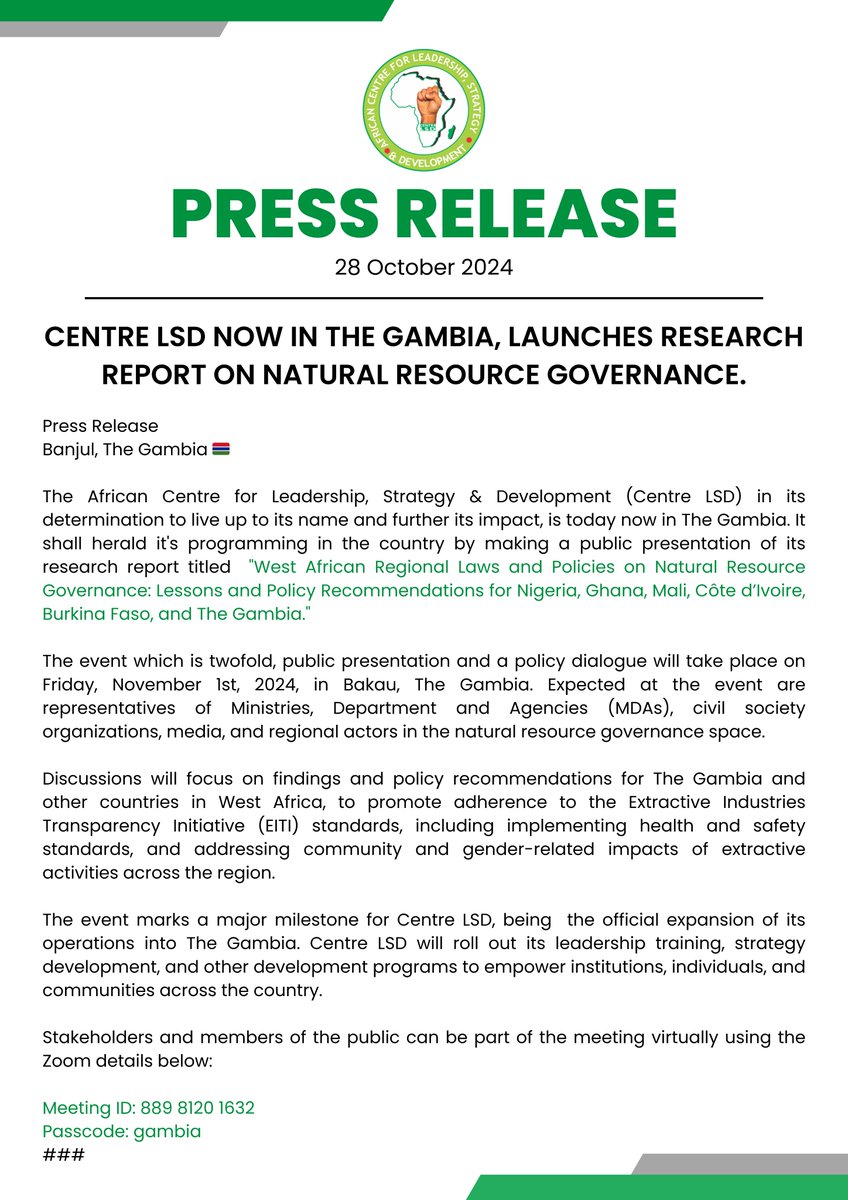 centrelsd's tweet photo. Centre LSD now in The Gambia, launches research report on Natural Resource Governance.
#DoMiningRight
#Mining4InclusiveDevt https://t.co/8jSQNgzzo5