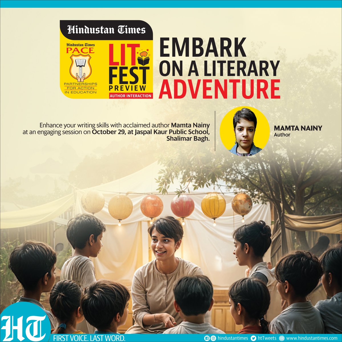 htTweets's tweet photo. #HTPACELitFest | Get ready for an exclusive, interactive session with acclaimed author @NainyMamta at Jaspal Kaur Public School, Shalimar Bagh, on 29th October.
Empower your child with credible news: Start their journey with https://t.co/ATdjJX9ibJ
#HTPACELitFestPreview @htschooltweets