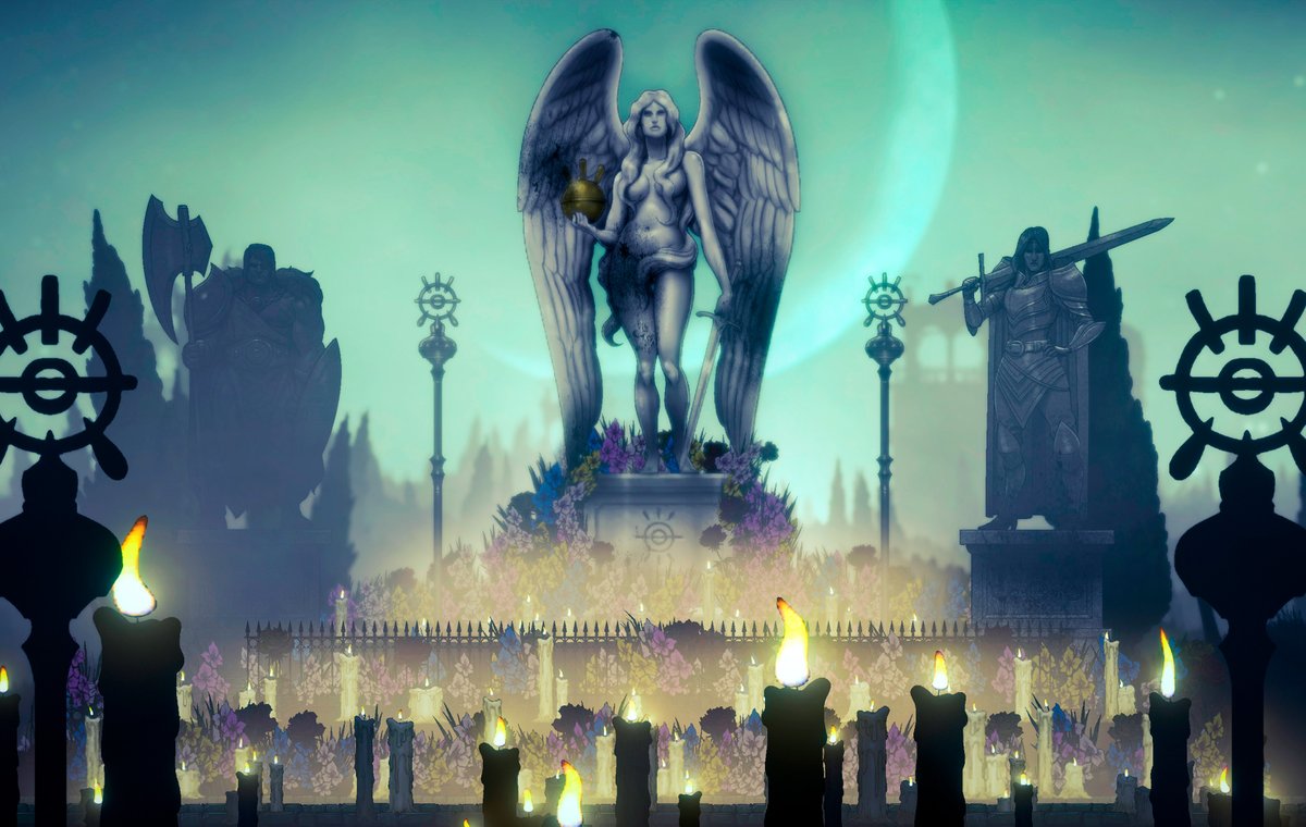 fernandum79's tweet image. Cuando nuestros ilustradores crean elementos que son #arte hace más de 4 años para los bocetos iniciales de #AeternaNoctis estábamos obligados a encontrar el motivo para que esos trazos fueran #Eternos en el juego final. Las #estatuas de los reyes es un gran ejemplo 😍