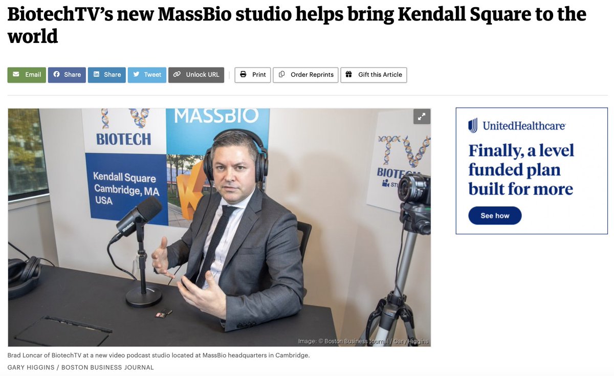 Brad Loncar (@bradloncar) on Twitter photo Thank you <a href="/hannah_reports/">Hannah Green</a> of <a href="/BosBizJournal/">Boston Business Journal</a> for profiling the <a href="/MassBio/">MassBio</a> @BiotechTVHQ Kendall Square podcast studio!
bizjournals.com/boston/news/20… Thank you <a href="/hannah_reports/">Hannah Green</a> of <a href="/BosBizJournal/">Boston Business Journal</a> for profiling the <a href="/MassBio/">MassBio</a> @BiotechTVHQ Kendall Square podcast studio!
bizjournals.com/boston/news/20…