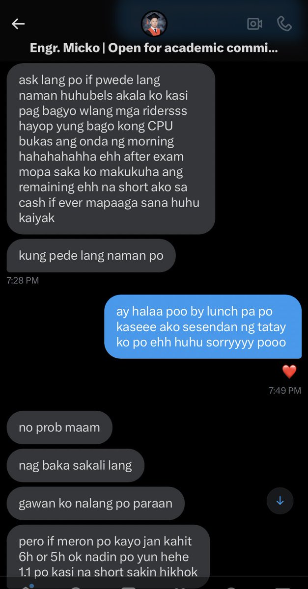‼️SCAMMER‼️

I sent my downpayment last thursday and after that day chinat ako if I can full na daw kase badly needed yung money. Got scammed by this commissioner @acadmicksss 

lf commissioner