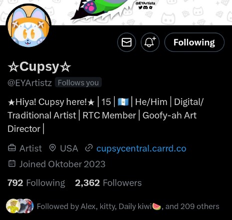 When u follow me <a href="/EYArtistz/">☆Cupsy☆</a> 🥰🥰