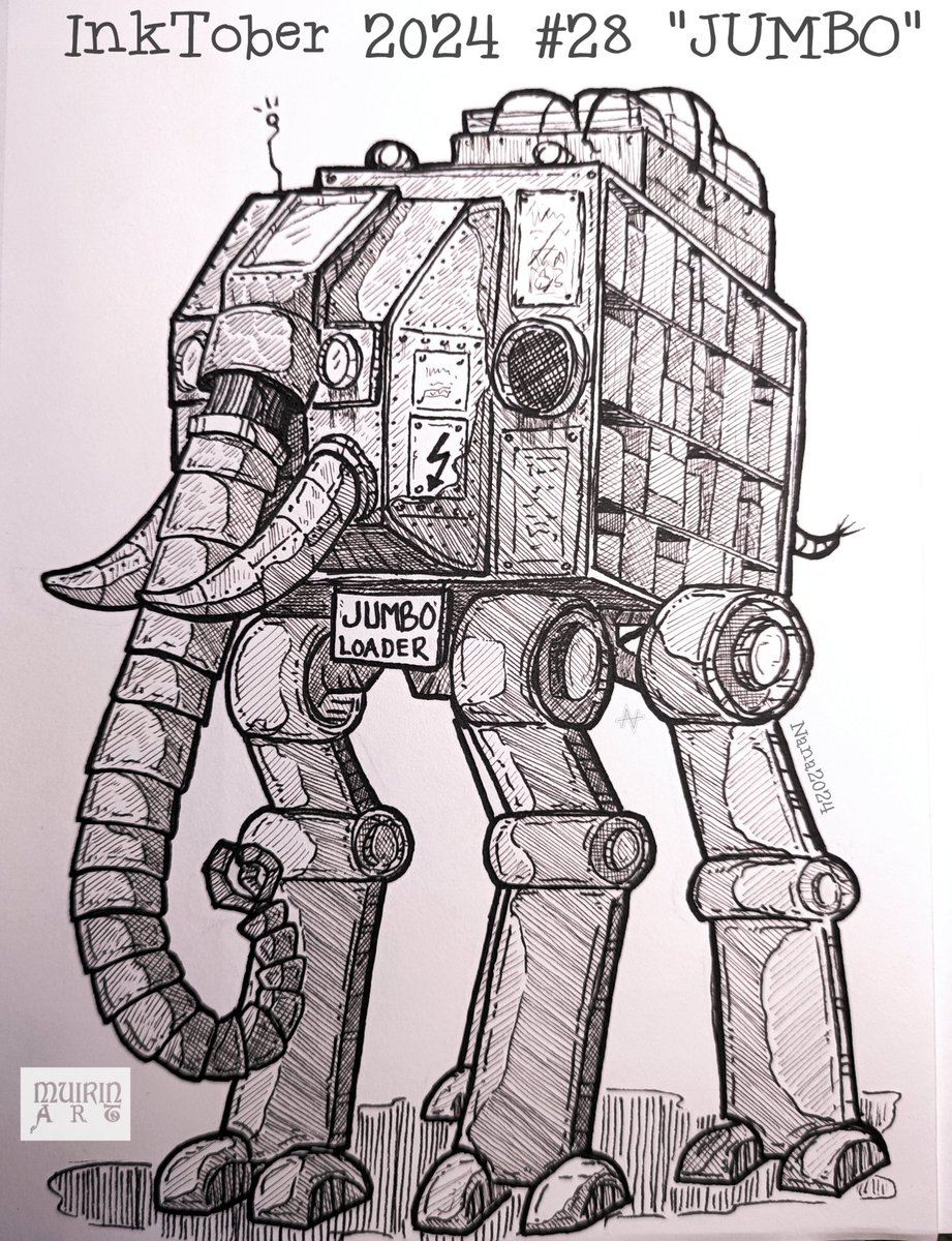 NanaHonkonen's tweet image. #Inktober2024 #28 &quot;JUMBO&quot;
#PigmaMicrons on #sketchbook
#jumbo #inktoberjumbo #robots #muirinartinktober2024 #muirinartrobots #drawingchallenge #drawing #draw #art #illustrations #inktober #finland #suomitaide #suomi #taide #inktoberfinland @inktober @inktoberfinland @drawmearobot
