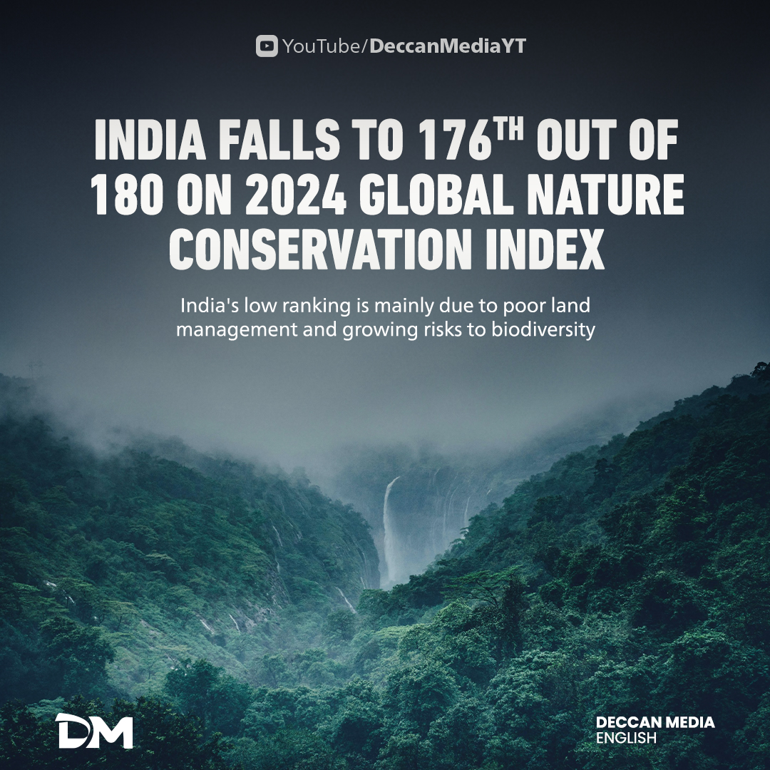 deccanmediaa's tweet image. India Falls to 176th Place in 2024 Global Nature Conservation Index

#India #NatureConservation #GlobalIndex #EnvironmentalIssues #Biodiversity #Sustainability #ClimateChange #ConservationEfforts #WildlifeProtection #EcoAwareness