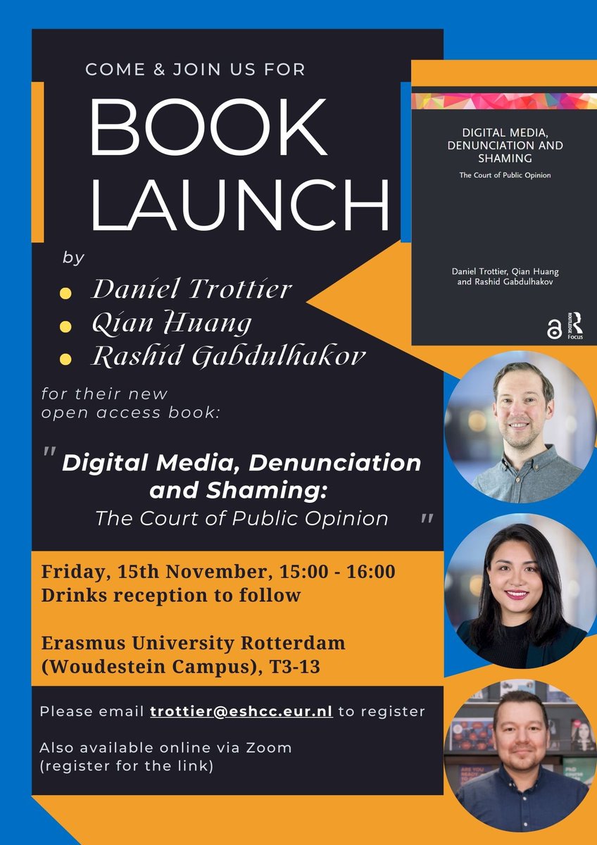 I can’t wait to return to EUR, reunite with the team, and discuss our new book “Digital Media, Denunciation, and Shaming”! Please sign up and join us if you are interested in topics such as cancel culture, doxxing, trolling, and censorship!
