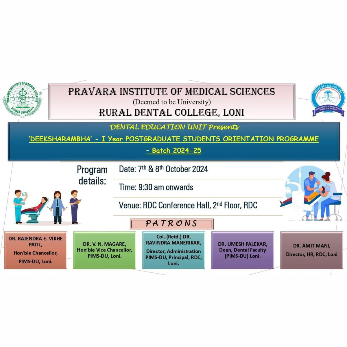 PravaraOf's tweet photo. RDC, PIMS-DU had conducted Orientation Program of the newly admitted postgraduate students on the 7th &amp; 8th of October 2024 #RDC #PIMS #Deeksharambha2024 #PMT https://t.co/cpsrrSjlZb