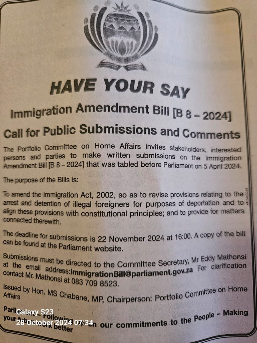Dudu🇿🇦🍉🇨🇩✊🏽 (@sothodudu) on Twitter photo Hey there <a href="/Leon_Schreib/">Leon Schreiber</a> and <a href="/HomeAffairsSA/">HomeAffairsSA 🇿🇦</a> why haven’t you informed citizens on twitter about the immigration white paper now being drafted into a bill and open for public comment? Is this your way of trying to alienate us from making comments? Hey there <a href="/Leon_Schreib/">Leon Schreiber</a> and <a href="/HomeAffairsSA/">HomeAffairsSA 🇿🇦</a> why haven’t you informed citizens on twitter about the immigration white paper now being drafted into a bill and open for public comment? Is this your way of trying to alienate us from making comments?