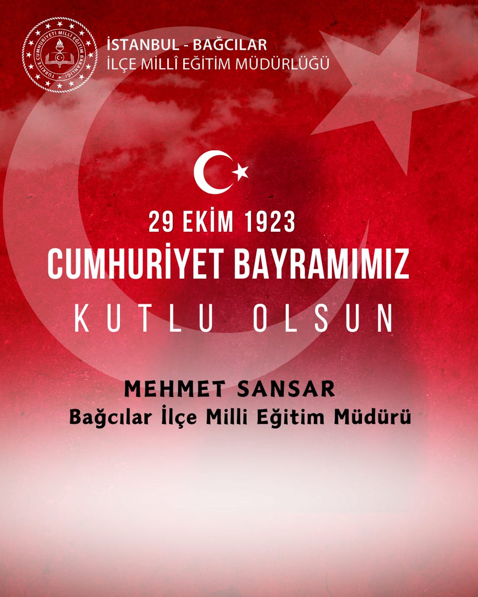 BagcilarMem's tweet photo. 29 Ekim Cumhuriyet Bayramı Kutlu Olsun! 🇹🇷

Cumhuriyetimizin 101. yılını coşkuyla kutluyor, geleceğe umutla bakıyoruz!

Gazi Mustafa Kemal Atatürk ve silah arkadaşlarını saygı, minnet ve rahmetle anıyoruz. https://t.co/L0JSYTCD27