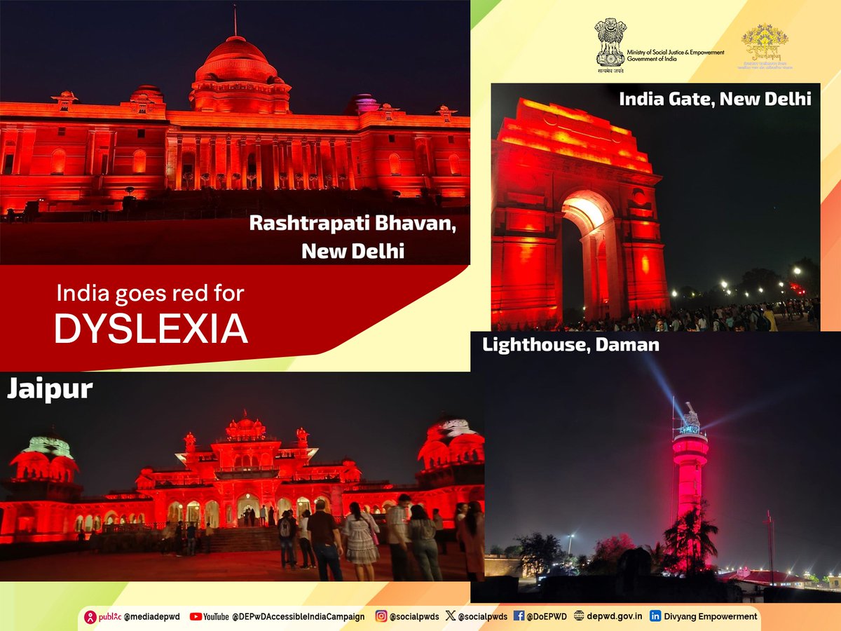 India goes red for Dyslexia! On October 27, 2024, iconic landmarks like Rashtrapati Bhavan, Parliament, and India Gate illuminated in support of the nationwide #Act4Dyslexia campaign. In collaboration with UNESCO MGIEP and Changeinkk Foundation, we’re raising awareness for