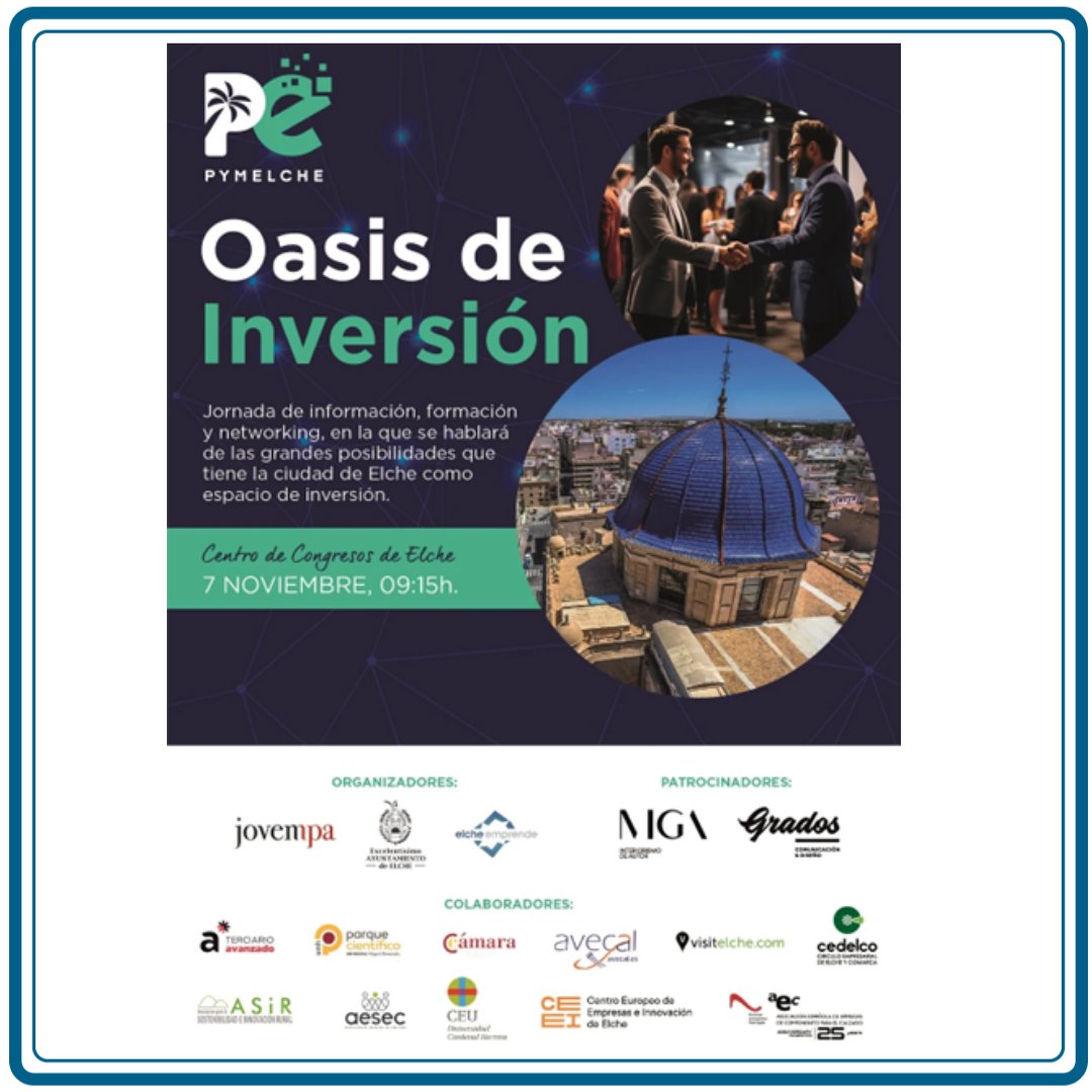 📢 ¡𝐋𝐥𝐞𝐠𝐚 𝐏𝐘𝐌𝐄𝐋𝐂𝐇𝐄, 𝐎𝐚𝐬𝐢𝐬 𝐝𝐞 𝐈𝐧𝐯𝐞𝐫𝐬𝐢𝐨́𝐧!🌱💼
📅 𝟕 𝐝𝐞 𝐧𝐨𝐯𝐢𝐞𝐦𝐛𝐫𝐞
🕒𝟗:𝟏𝟓 𝐚 𝟏𝟒:𝟎𝟎𝐡
📍 𝐂𝐞𝐧𝐭𝐫𝐨 𝐝𝐞 𝐂𝐨𝐧𝐠𝐫𝐞𝐬𝐨𝐬 𝐝𝐞 𝐄𝐥𝐜𝐡𝐞 
𝐏𝐫𝐨𝐠𝐫𝐚𝐦𝐚𝐜𝐢𝐨́𝐧 𝐞 𝐢𝐧𝐬𝐜𝐫𝐢𝐩𝐜𝐢𝐨𝐧𝐞𝐬: jovempa.org/pymelche-oasis…