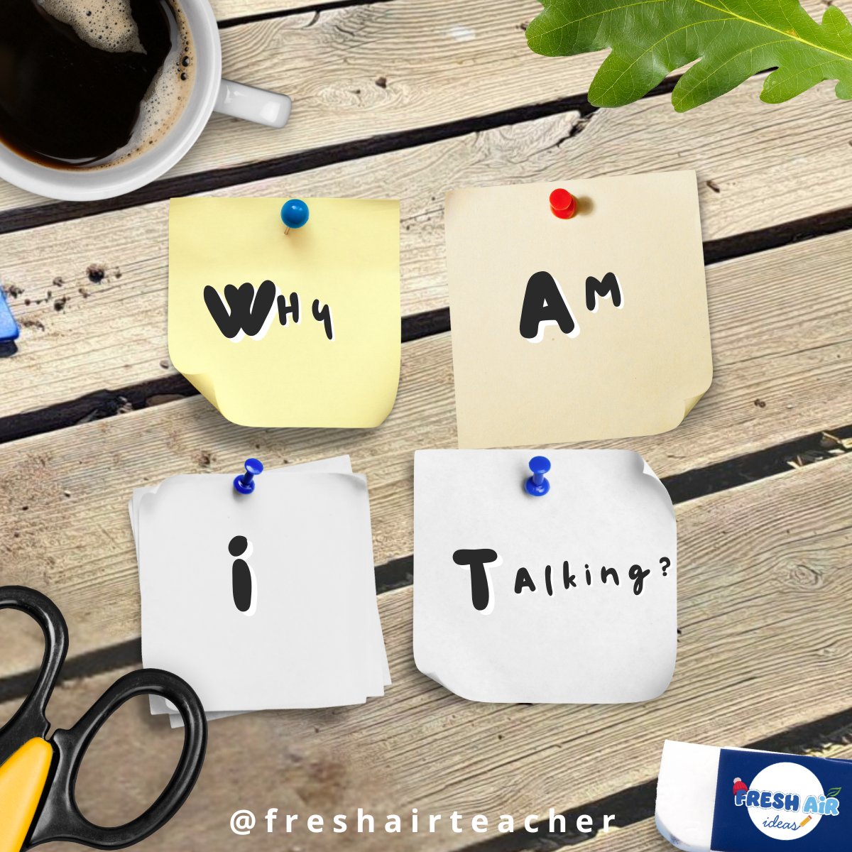 FreshAirTeacher's tweet photo. As teachers, we often feel the urge to talk a lot, but active listening is key! 

By using the acronym WAIT (Why Am I Talking?), I'm more mindful of my words and provide more impactful communication.
How do you make your communication more impactful? 
Comment 👇
#edutwitter https://t.co/ZQTP7WvBQe