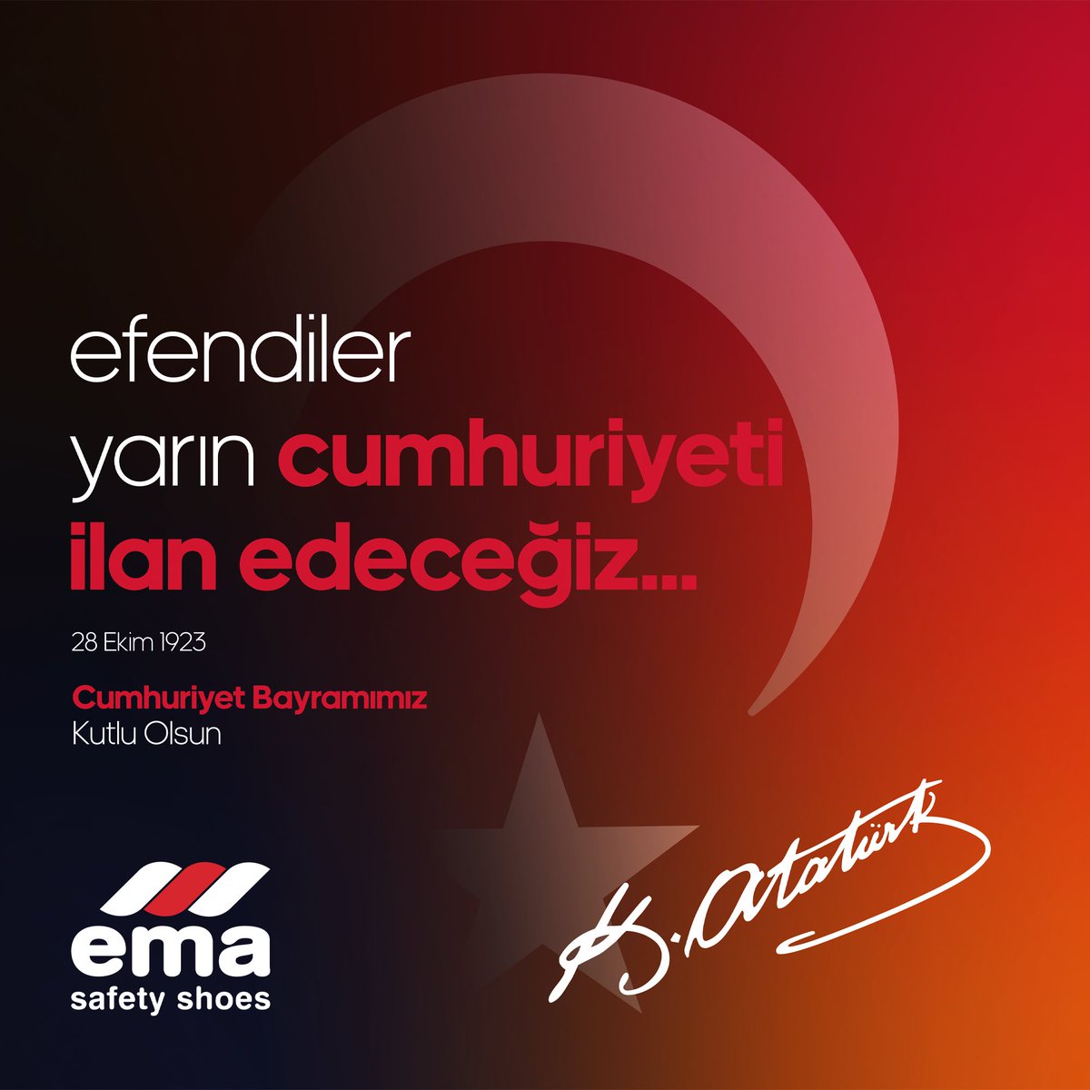 29 Ekim Cumhuriyet Bayramımız kutlu olsun! Gazi Mustafa Kemal Atatürk'ün ilke ve inkılaplarıyla aydınlanan bu güzel günde, bağımsızlık ve özgürlüğümüzün kıymetini bir kez daha hatırlıyoruz. Cumhuriyetimizin değerlerini yaşatmak ve korumak için birlikte yürümeye devam edeceğiz.