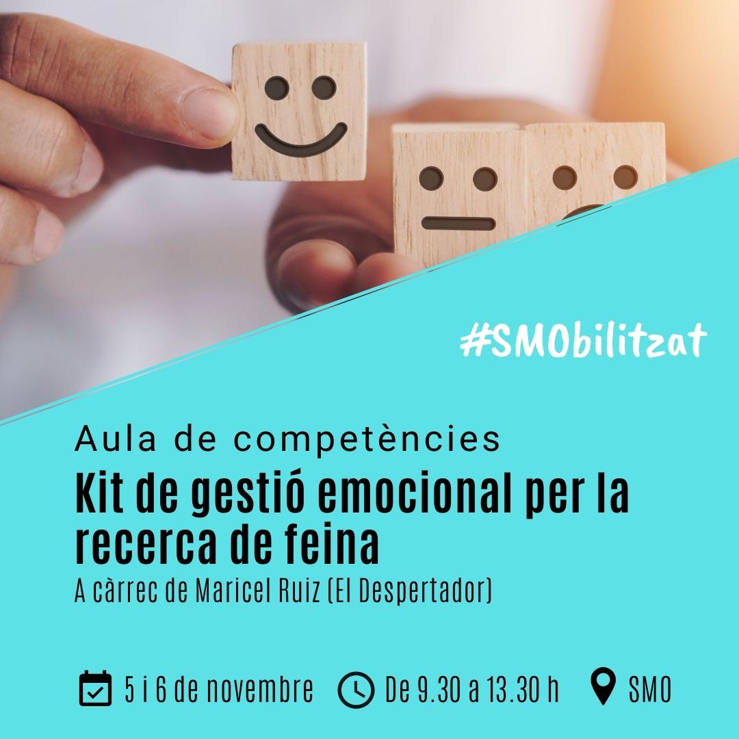 ⚠️ Fins avui a les 12 del migdia teniu temps d'inscriure-us al taller #SMObilitzat: Kit de gestió emocional per la recerca de feina.

Dilluns 5 i dimarts 6 de novembre de 9.30 a 13.30 h.

Inscripcions a:
web.girona.cat/smo/agenda/ins…