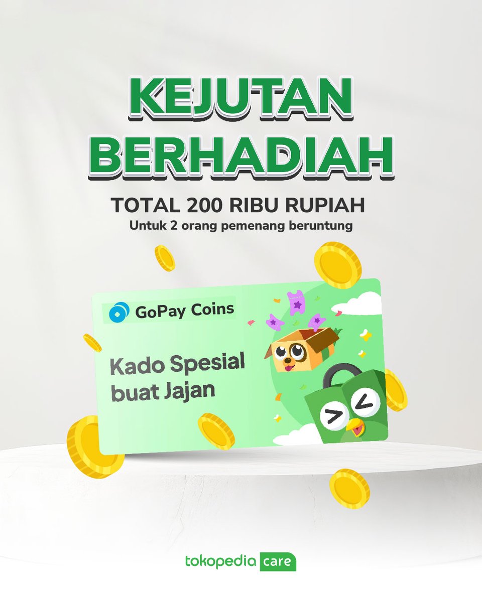 TokopediaCare's tweet image. 🎁 KEJUTAN BERHADIAH TOKOPEDIA CARE! 🥳

Caranya Like, Repost, dan Reply post ini dengan kalimat berikut:  

#SahabatTerbaikToppers yang siap memberikan rasa aman dan nyaman Toppers saat bertransaksi🥰💚

Good luck Toppers🫰