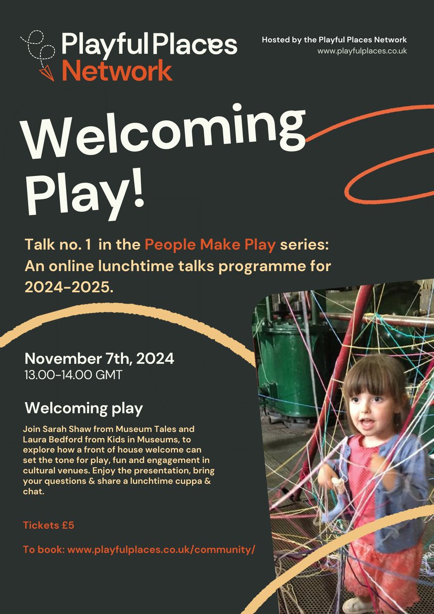 Welcoming Play - explore how a front of house welcome can set the tone for play in your museum.

Coming up on November 7th - online.

First talk in the People Make Play series (full details below)