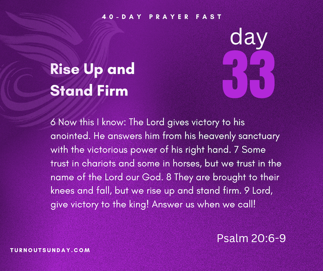 williamsskinner's tweet photo. Day 33 - Rise Up and Stand Firm | Psalm 20:6-9
Visit https://t.co/wgYY7mSiWT to download the Prayer Guide and join us in prayer for our Nation. #PrayFastVote #40DayPrayerFast2024 https://t.co/Ofupb3EA3J