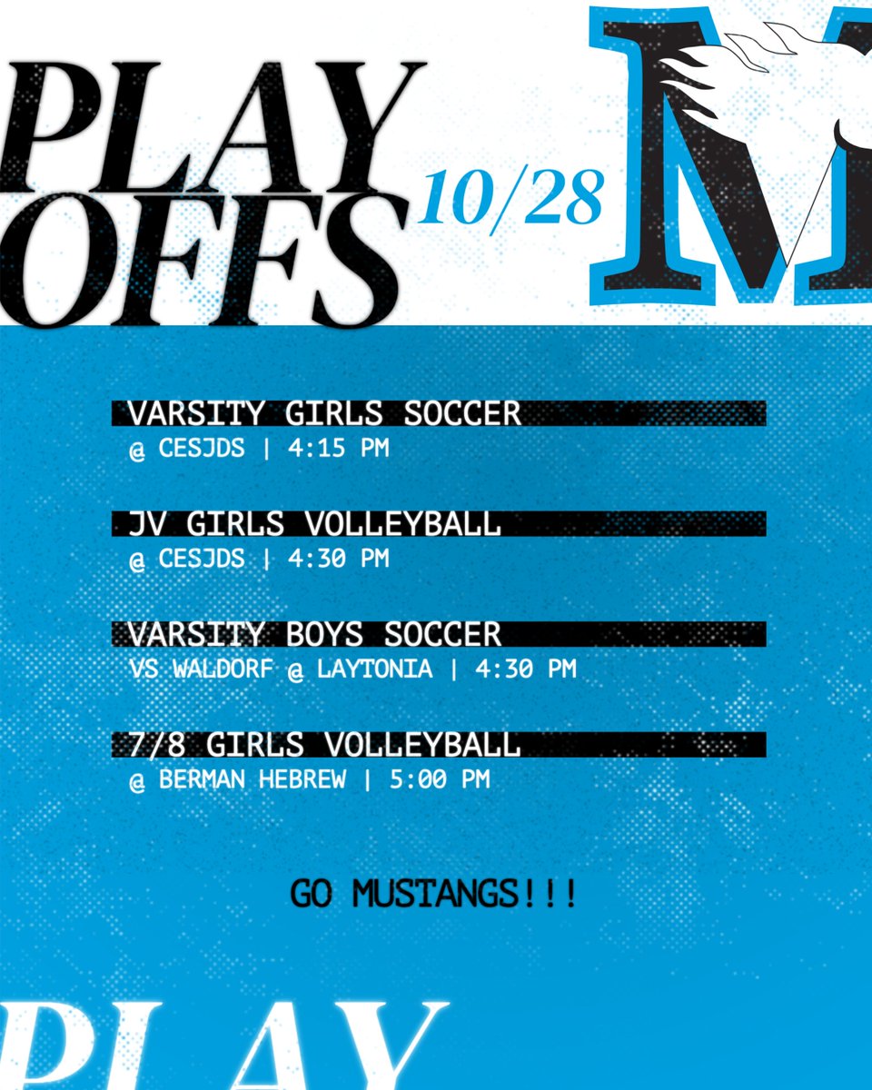 PVAC QUARTERFINALS -- Good Luck to all of our teams competing in the 1st round of playoffs today!

GO MUSTANGS! #McLeanSchool